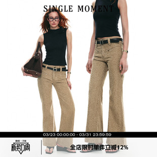 长裤 25SS做旧古着原创豹纹印花显瘦直筒微喇牛仔裤 MOMENT SINGLE