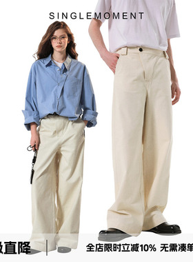 SINGLE MOMENT 设计师女装斜门襟通勤风休闲直筒裤老钱风休闲裤女