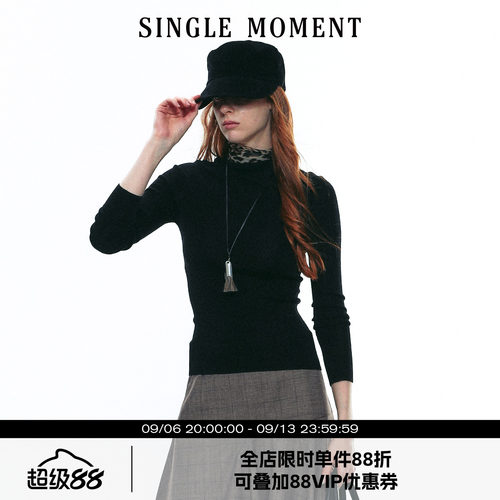 SINGLE MOMENT 25AW法式秋冬百搭时尚气质黑色丝绒弯檐马术帽女