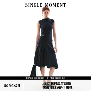SINGLE MOMENT 26SS法式通勤气质百搭休闲扭结无袖简约连衣裙女