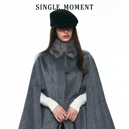 SINGLE MOMENT 26AW法式冬季时髦冬日氛围感皮草围脖领