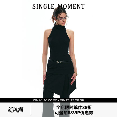 SINGLE MOMENT 25SS夏季新款法式莫代尔时尚无袖高领修身吊带背心