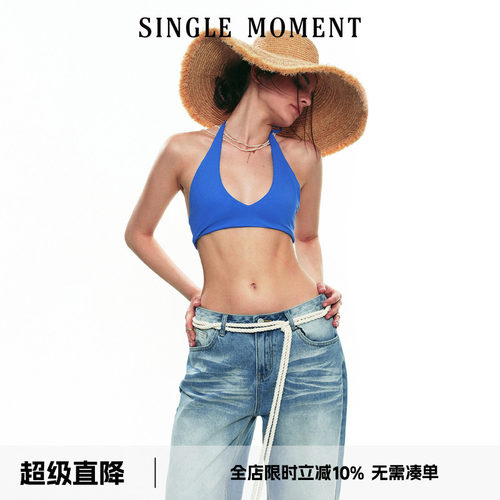 SINGLE MOMENT 25SS夏季新款运动休闲舒适挂脖系带瑜伽内衣吊带女