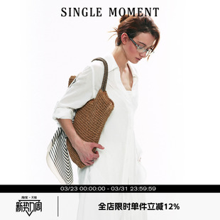 衬衣女 宽松休闲百搭防晒长袖 SINGLE MOMENT25SS纯白天丝亚麻衬衫