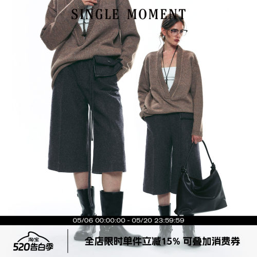 SINGLE MOMENT 25AW法式简约气质薄呢西装式直筒七分裤休闲裤女