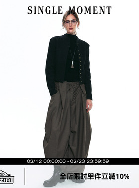 SINGLE MOMENT 25AW秋季法式短款单排扣立领夹克外套长袖上衣女