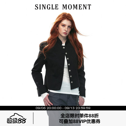 SINGLE MOMENT 26AW法式经典复古设计小立领通勤短款外套上衣女秋