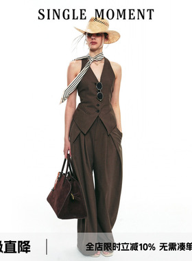 SINGLE MOMENT 25SS秋季新款法式v领无袖设计感休闲修身马甲套装