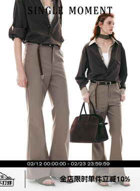 SINGLE MOMENT 26SS法式修身通勤西装式直筒微喇裤长裤休闲裤女
