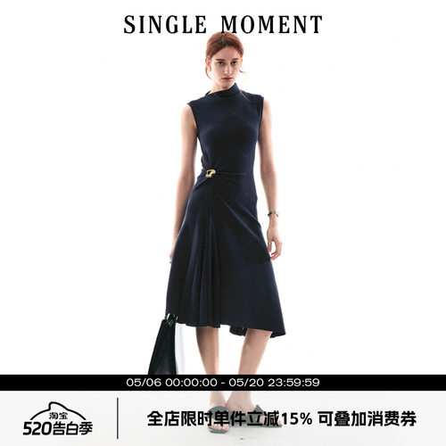 SINGLE MOMENT 26SS法式通勤气质百搭休闲扭结无袖简约连衣裙女