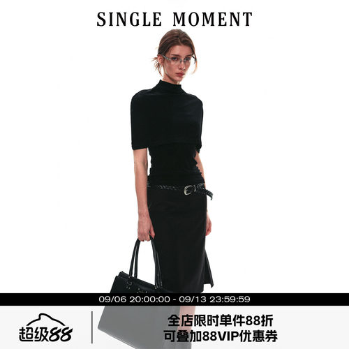 SINGLE MOMENT 26SS法式夏季斗篷式针织醋酸吊带两件套背心上衣女