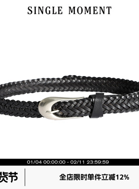 SINGLE MOMENT 2025SS夏季编织牛皮腰带简约百搭装饰皮带女