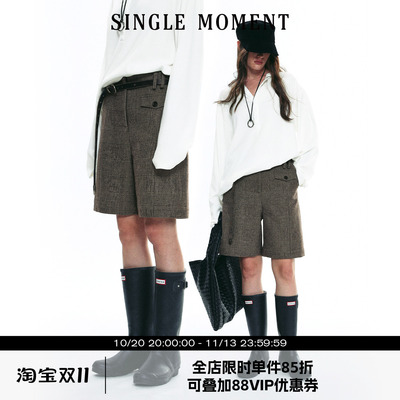 SINGLE MOMENT 25AW法式秋冬时尚通勤百搭毛呢休闲西装直筒中裤女