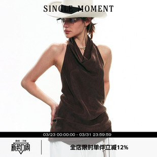 MOMENT 气质挂脖荡领设计露背无袖 25SS夏季 法式 上衣女 新款 SINGLE