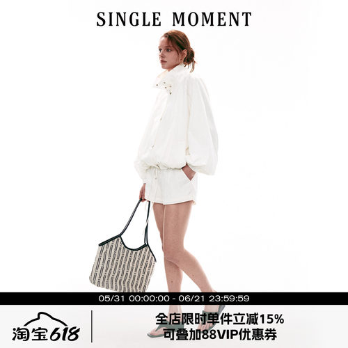 SINGLE MOMENT 26SS法式夏季透气吸湿休闲运动夹克上衣短裤套装女