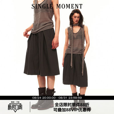 SINGLE MOMENT 26SS夏季法式空气感抽皱腰头休闲七分裤宽松短裤女