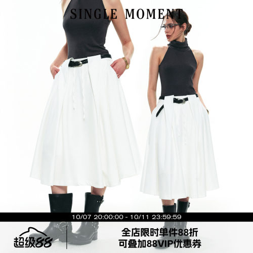 SINGLE MOMENT 25SS夏季新款法式设计感宽松通勤休闲西装式伞裙女