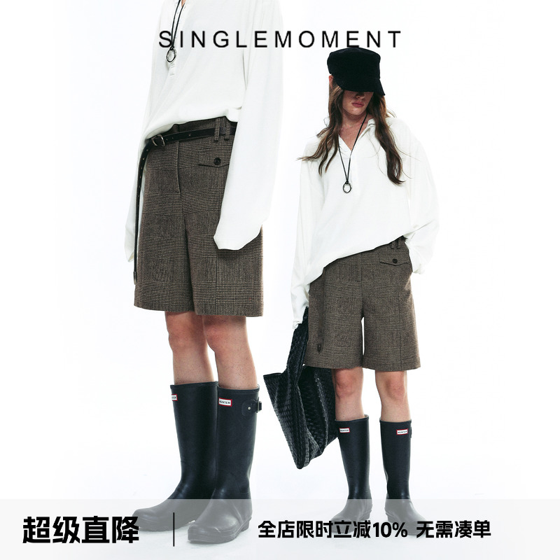 SINGLE MOMENT 25AW法式秋冬时尚通勤百搭毛呢休闲西装直筒中裤女
