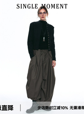 SINGLE MOMENT 25AW秋季法式短款单排扣立领夹克外套长袖上衣女