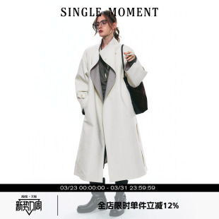 双面缎纹A字廓形半立领长款 25AW秋季 风衣外套女 MOMENT SINGLE