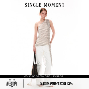 通勤复古优雅飘带挂脖上衣无袖 26SS法式 T恤背心女 MOMENT SINGLE