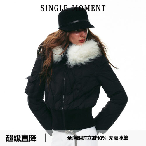 SINGLE MOMENT 25AW法式秋冬正肩修身保暖短款连帽羽绒服外套女