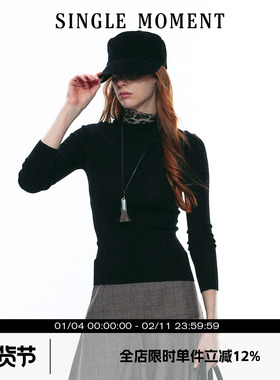 SINGLE MOMENT 25AW法式秋冬百搭时尚气质黑色丝绒弯檐马术帽女