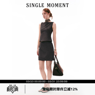 MOMENT 背心上衣半裙套装 26SS夏季 复古暗格无袖 女 意式 SINGLE
