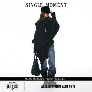 复古宽松休闲秋冬不规则针织套头毛衣女 25AW法式 SINGLE MOMENT