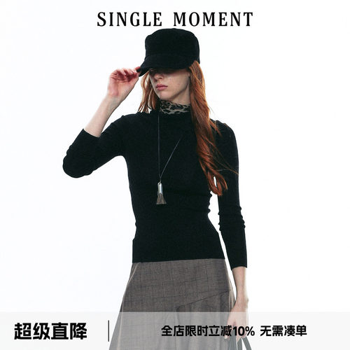 SINGLE MOMENT 25AW法式秋冬百搭时尚气质黑色丝绒弯檐马术帽女