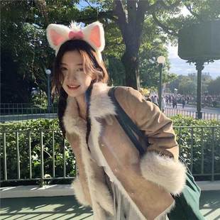 barn 精致气质毛毛外套八奶the 东大门韩系皮毛一体女冬款 现货