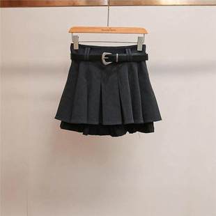 时尚 新款 简约韩系百搭高腰A字百褶半身裙女 冬季 深圳南油高端女装