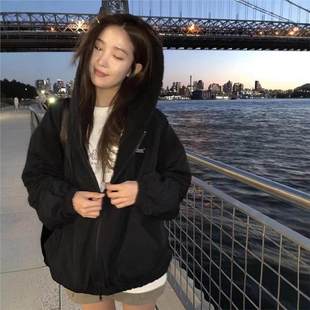 两面穿连帽摇粒绒外套高级感秋冬外穿韩版 现H net bar 设计感 the