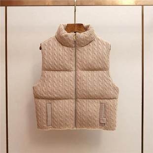 减龄风休闲百搭立领针织拉链无袖 法式 马甲棉服外套女 新款 S家冬季