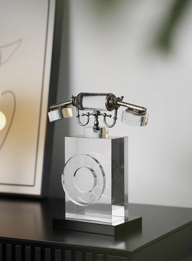 现代创意复古水晶电话水晶摆件酒店会所样板间家居软装饰品摆件