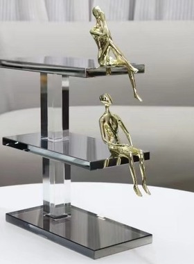 现代简约创意几何水晶金属小金人样板房样板房酒柜酒柜客厅客厅