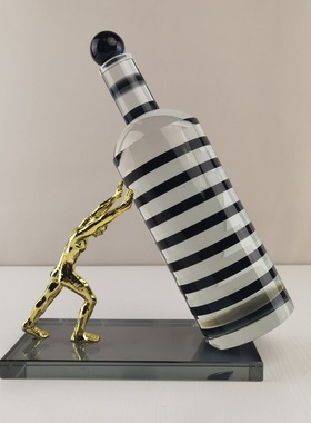 现代简约抽象几何水晶小金人雕塑水晶摆件酒店客厅会所玄关装饰