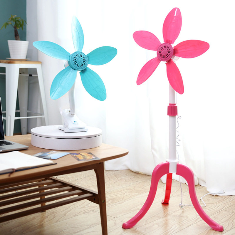 落地扇伸缩式无网罩软叶电风扇夹扇静音家用宿舍立式小型五叶电扇