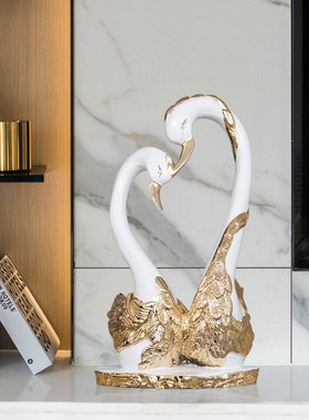 恩爱天鹅情侣结婚礼物送闺蜜送姐妹轻奢欧式电视柜酒柜床头柜摆件