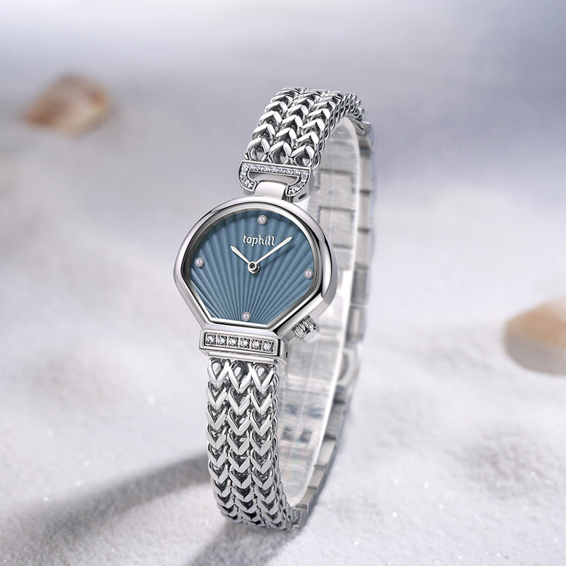 【新品】tophill拓非海洋系列珍珠贝壳手表小众轻奢镶钻人鱼女表