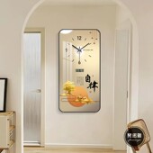 竖版 现代轻奢玄关万年历电子钟静音时钟挂墙 钟表挂钟客厅家用时尚