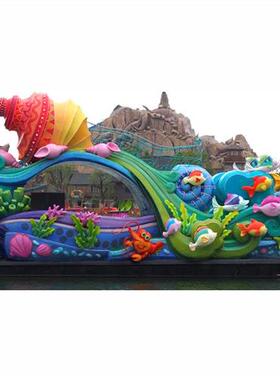 巡游花车自贡市室外方特园林游乐园场所玻璃钢彩船美陈制作户外