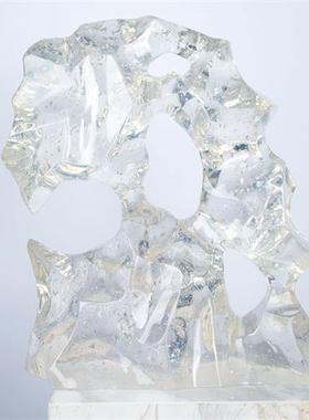 透明树脂太湖石雕塑摆件客厅玄关售楼处酒店前台别墅软装艺术品