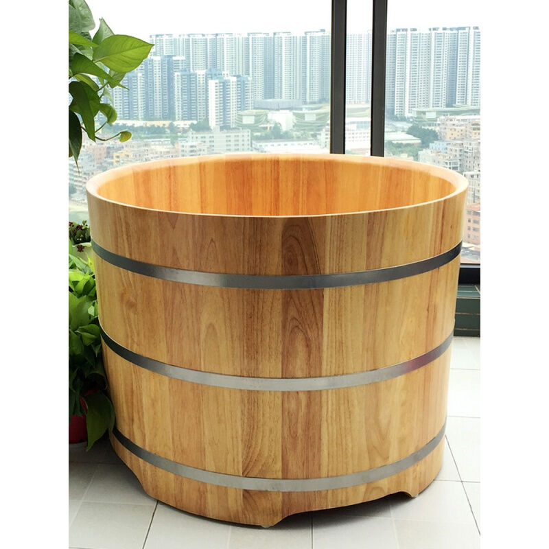 橡木大人圆木桶浴桶家用小户型儿童洗澡实木泡澡桶木桶，800mm直