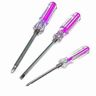 一字螺丝刀小型3mm水晶柄两用螺丝刀一字十字萝卜头批头螺丝刀带
