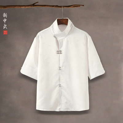 新中式夏季薄款唐装短袖衬衫