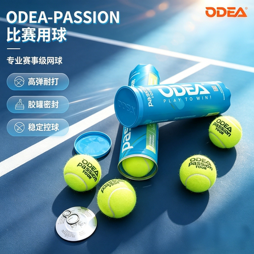 ODEA专业比赛网球Passion Tour高弹耐打训练用球进口羊毛胶罐4粒