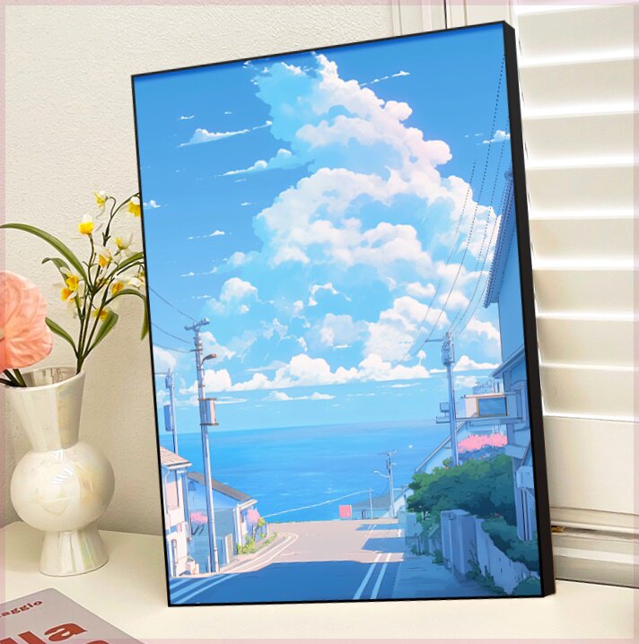 宫崎骏动漫画风海边装饰画成品卧室客厅走廊过道沙发背景墙壁挂画