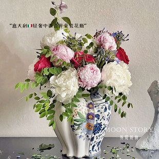 饰原厂包装 意大利中西合璧花瓶陶瓷骨瓷大口径插花瓶子轻奢高级装