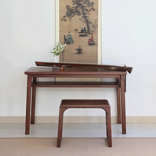 新中式老榆木古琴桌琴凳实木国学书法桌共鸣琴桌现代简约小书桌